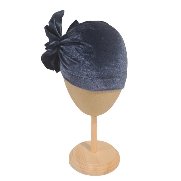 Jaya Velvet Headwrap Cap, Navy - Picture 3 of 4